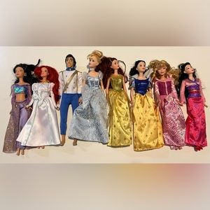 Disney Princess Doll Ariel Eric Cinderella Snow White Belle Jasmine Mulan Aurora